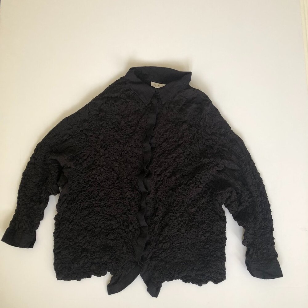 Topshop Textured Black Blouse, Size L
